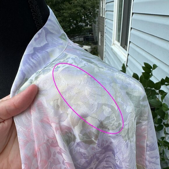 Vtg 90s Satin Slip Dress Robe Set Small Floral Romantic Sexy Honeymoon Nightgown - Picture 14 of 15